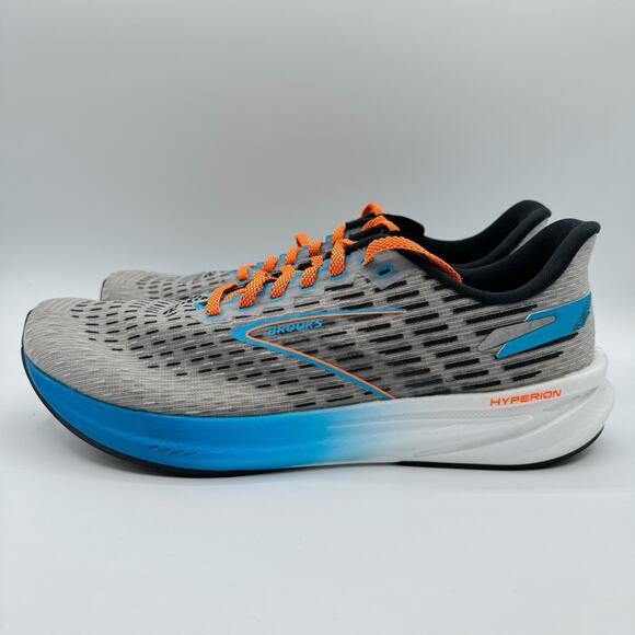 Brooks Hyperion Grey Atomic Blue Scarlet Road-Running Sneakers Men’s Size 11 - Picture 4 of 8